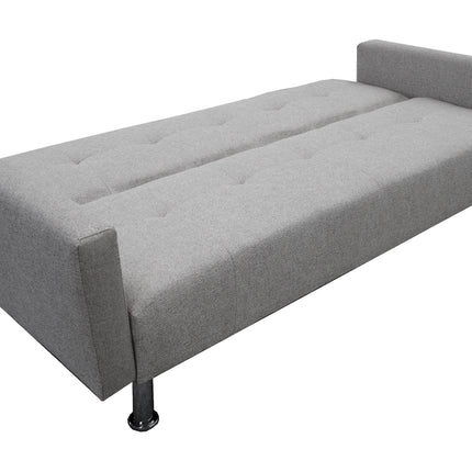 Sofa Cama Paris Lino Plata, Brazos plegables, El Bazar Store, Futon 3 posiciones