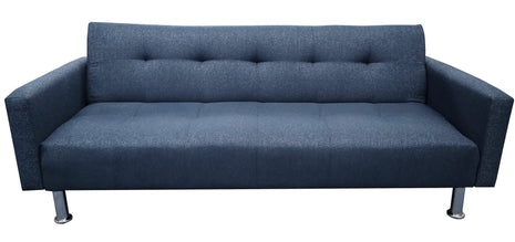 Sofa Cama Paris Lino Azul Marino, Brazos plegables, El Bazar Store, Futon 3 posiciones