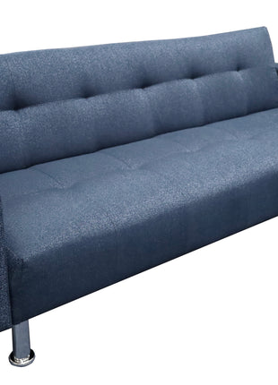 Sofa Cama Paris Lino Azul Marino, Brazos plegables, El Bazar Store, Futon 3 posiciones
