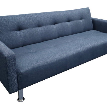 Sofa Cama Paris Lino Azul Marino, Brazos plegables, El Bazar Store, Futon 3 posiciones