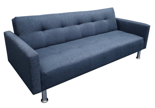 Sofa Cama Paris Lino Azul Marino, Brazos plegables, El Bazar Store, Futon 3 posiciones