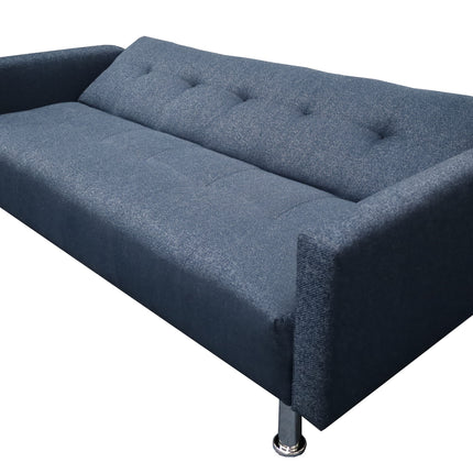 Sofa Cama Paris Lino Azul Marino, Brazos plegables, El Bazar Store, Futon 3 posiciones