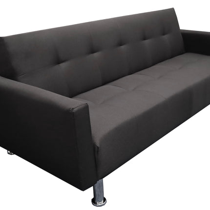 Sofa Cama Paris Lino Negro, Brazos plegables, El Bazar Store, Futon 3 posiciones