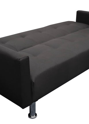 Sofa Cama Paris Lino Negro, Brazos plegables, El Bazar Store, Futon 3 posiciones