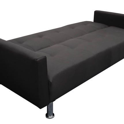 Sofa Cama Paris Lino Negro, Brazos plegables, El Bazar Store, Futon 3 posiciones