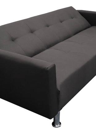 Sofa Cama Paris Lino Negro, Brazos plegables, El Bazar Store, Futon 3 posiciones