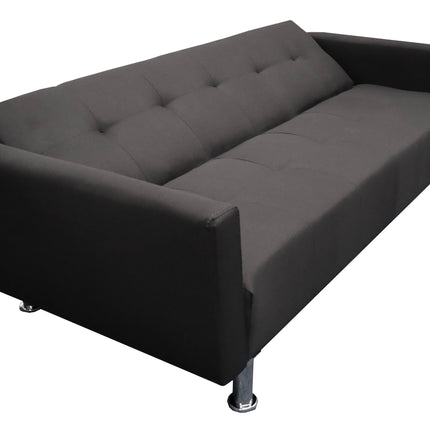 Sofa Cama Paris Lino Negro, Brazos plegables, El Bazar Store, Futon 3 posiciones
