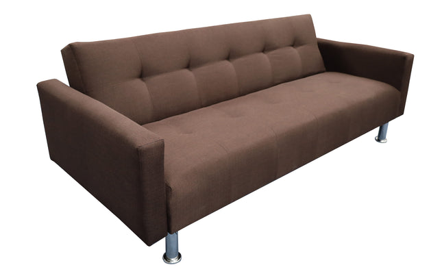 Sofa Cama Paris Lino Chocolate, Brazos plegables, El Bazar Store, Futon 3 posiciones