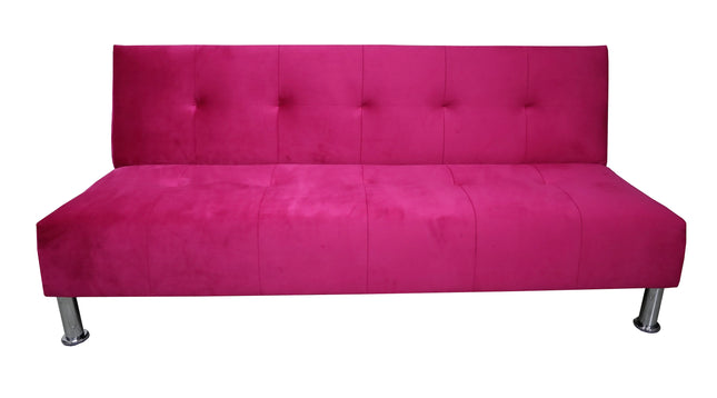 Sofá Cama Reclinable Vegas terciopelo Rosa, Futon 3 Posiciones, El Bazar Store