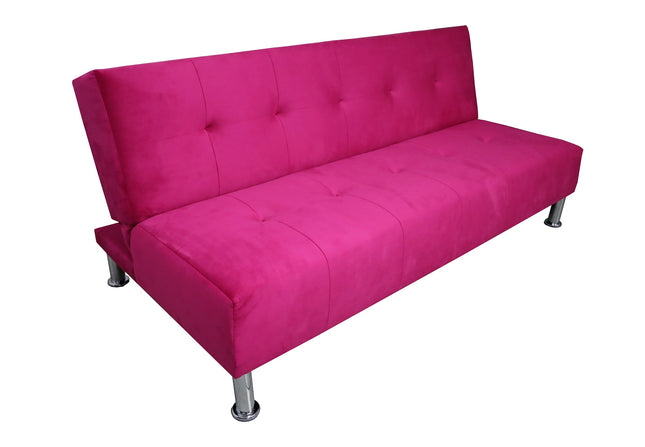 Sofá Cama Reclinable Vegas terciopelo Rosa, Futon 3 Posiciones, El Bazar Store