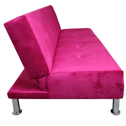 Sofá Cama Reclinable Vegas terciopelo Rosa, Futon 3 Posiciones, El Bazar Store