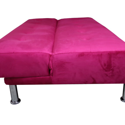 Sofá Cama Reclinable Vegas terciopelo Rosa, Futon 3 Posiciones, El Bazar Store