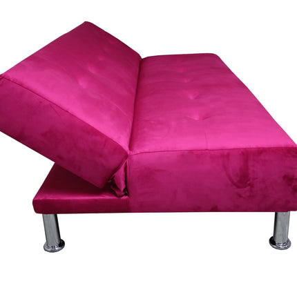 Sofá Cama Reclinable Vegas terciopelo Rosa, Futon 3 Posiciones, El Bazar Store