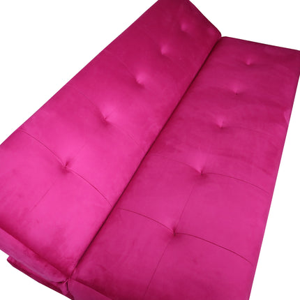 Sofá Cama Reclinable Vegas terciopelo Rosa, Futon 3 Posiciones, El Bazar Store