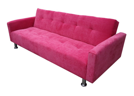 Sofa Cama Paris terciopelo Rosa, Brazos plegables, El Bazar Store, Futon 3 posiciones