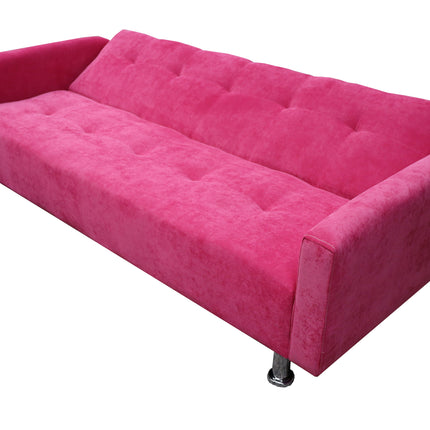 Sofa Cama Paris terciopelo Rosa, Brazos plegables, El Bazar Store, Futon 3 posiciones