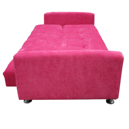 Sofa Cama Paris terciopelo Rosa, Brazos plegables, El Bazar Store, Futon 3 posiciones