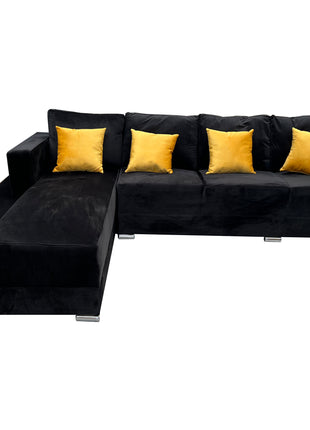Sala esquinera El Bazar Store Aquiles Negro 315x200 cm Terciopelo, Modular