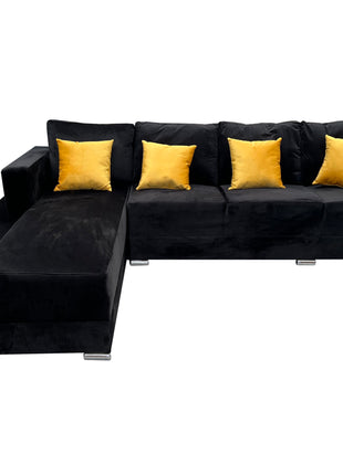 Sala Corbel - Esquinera en "U" Terciopelo Negro, 200x315x255 cm, 4 salas en 1, El Bazar Store