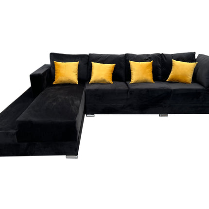 Sala Corbel - Esquinera en "U" Terciopelo Negro, 200x315x255 cm, 4 salas en 1, El Bazar Store