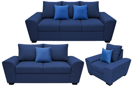 Sala Modular 3-2-1 El Bazar Store Islandia Azul Marino Sofá Love seat y sillón