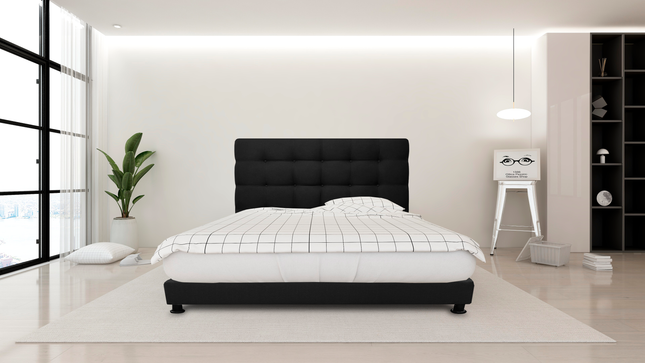 Cabecera El Bazar Store Linq King Size Negro, Ajuste de altura