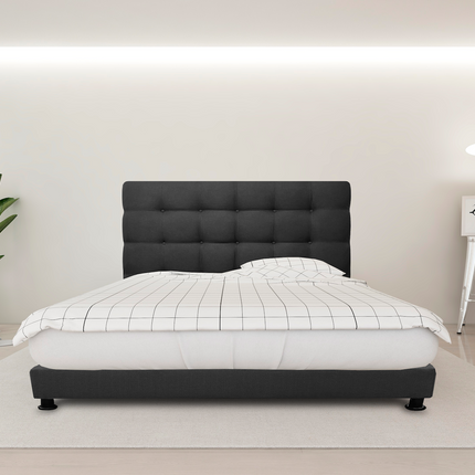 Cabecera El Bazar Store Linq King Size Gris Oxford Abotonada Ajuste de altura