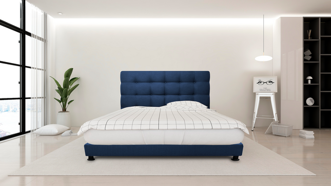 Cabecera El Bazar Store Linq Matrimonial Azul marino, Ajuste de altura