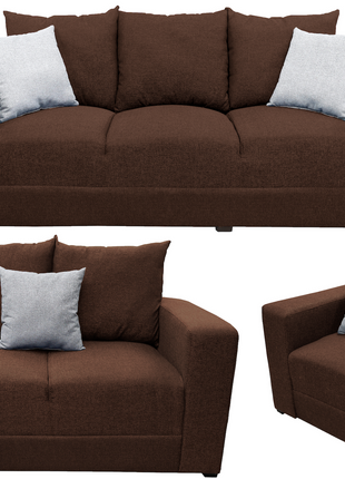 Sala Modular 3-2-1 El Bazar Store Miami Chocolate, Sofa, Love seat y sillon