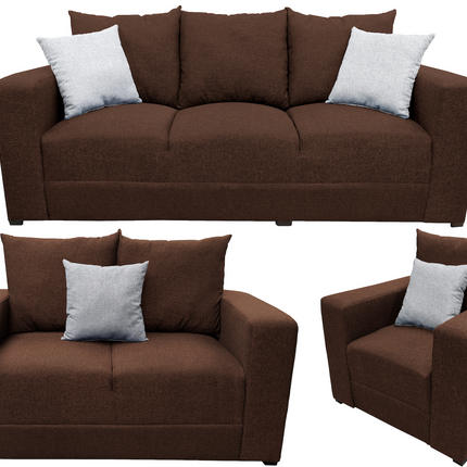 Sala Modular 3-2-1 El Bazar Store Miami Chocolate, Sofa, Love seat y sillon