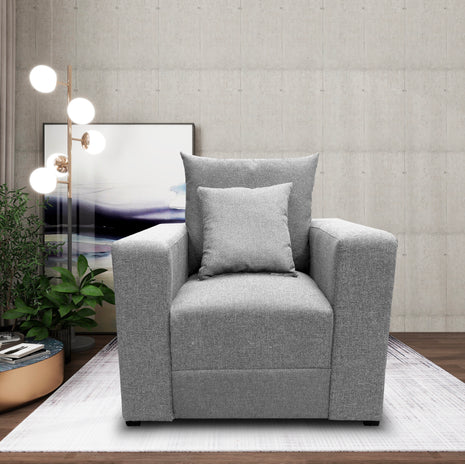 Sillon El Bazar Store Miami Lino Gris Plata 1 Plaza, Modular, Moderno, Sala