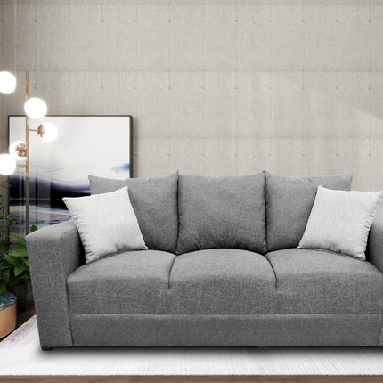 Sofa El Bazar Store Miami Lino Gris Plata 3 Plazas, Modular, Moderno, Sala