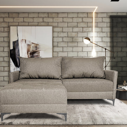 Sala Esquinera Modular El Bazar Store Montana Beige 170x155 cm, Tela Lino nacional Love seat y taburete