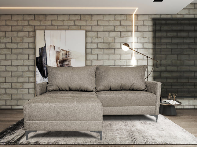 Sala Esquinera Modular El Bazar Store Montana Beige 170x155 cm, Tela Lino nacional Love seat y taburete