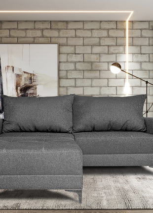 Sala Esquinera Modular El Bazar Store Montana Gris Oxford 170x155 cm, Tela Lino nacional Love seat y taburete