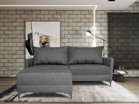 Sala Esquinera Modular El Bazar Store Montana Gris Oxford 170x155 cm, Tela Lino nacional Love seat y taburete