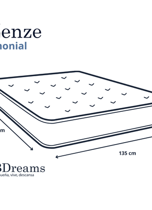 Colchón EBDreams Zenze Firme Blanco 5 tecnologías Memory Foam Fresh Gel Hecho en México
