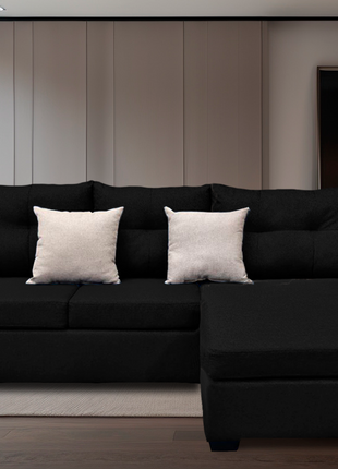 Sala Esquinera El Bazar Store Hermes Negro 225x165 cm, Lado Izquierdo y derecho, Lino nacional