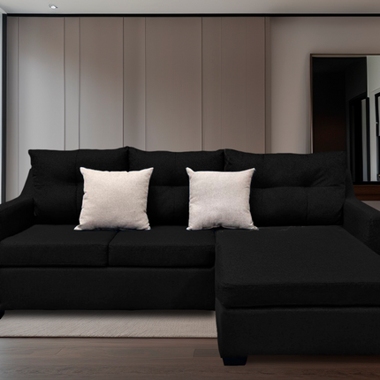 Sala Esquinera El Bazar Store Hermes Negro 225x165 cm, Lado Izquierdo y derecho, Lino nacional
