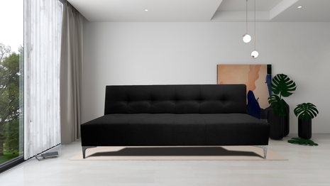 Sofá Cama Reclinable Vegas Lino Negro Futon 3 Posiciones, El Bazar Store