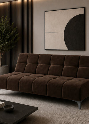 Sofá Cama Reclinable El Bazar Store New York Terciopelo Chocolate Futón 3 posiciones