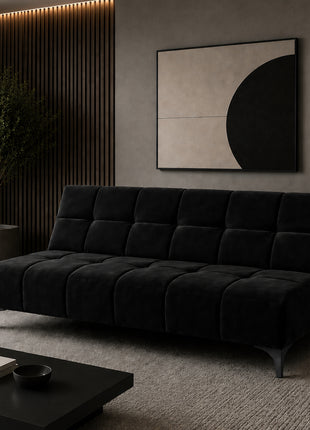 Sofá Cama Reclinable El Bazar Store New York Terciopelo Negro Futón 3 posiciones