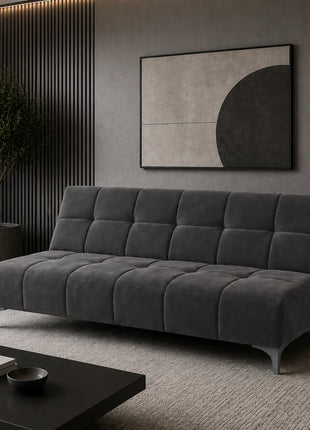 Sofá Cama Reclinable El Bazar Store New York Terciopelo Gris Oxford Futón 3 posiciones