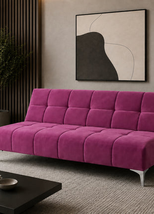 Sofá Cama Reclinable El Bazar Store New York Terciopelo Rosa Futón 3 posiciones