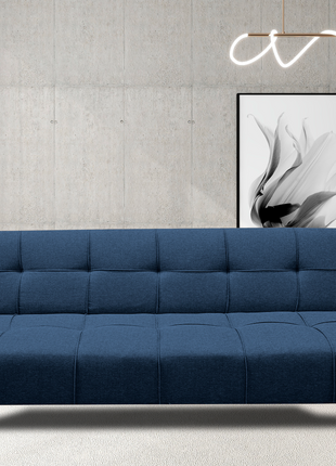 Sofá Cama Reclinable New York Lino Azul Marino Futon 3 Posiciones, El Bazar Store