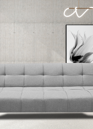 Sofá Cama Reclinable New York Lino Gris Plata Futon 3 Posiciones, El Bazar Store