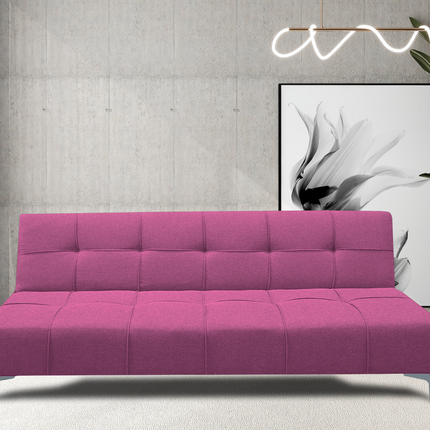 Sofá Cama Reclinable New York Lino Rosa Futon 3 Posiciones, El Bazar Store