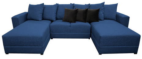 Sala Esquinera Modular en U El Bazar Store Oslo Lino Azul Marino 160x290x160 cm 3 Piezas