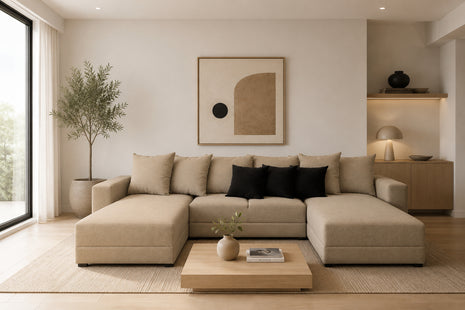 Sala Esquinera Modular en U El Bazar Store Oslo Lino Beige 160x290x160 cm 3 Piezas