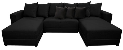 Sala Esquinera Modular en U El Bazar Store Oslo Lino Negro 160x290x160 cm 3 Piezas